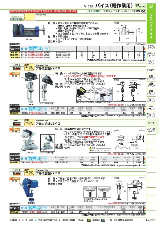 TRUSCO アルミ合金バイス 吸盤タイプ ( TAB-70 ) トラスコ中山(株