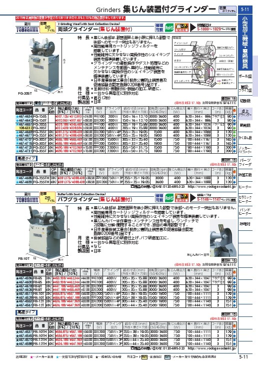 淀川電機 集塵装置付両頭グラインダー ＦＧシリーズ 三相２００Ｖ