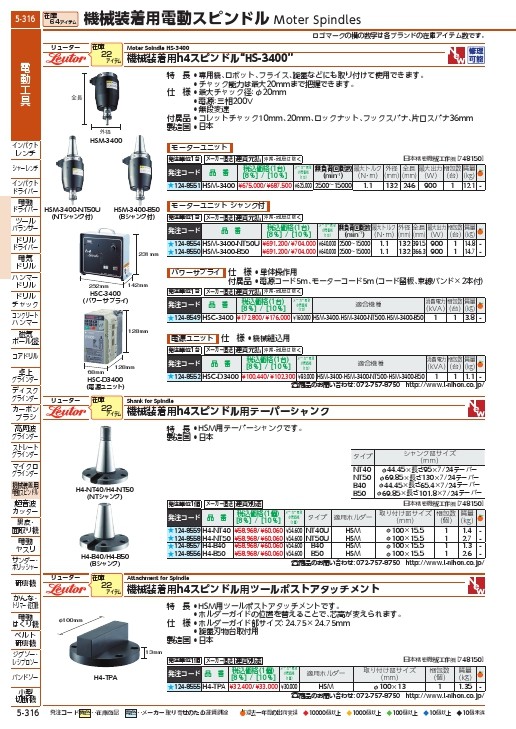 リューター 機械装着h4スピンドルHSー3400用 電源ユニット ( HSC-D3400