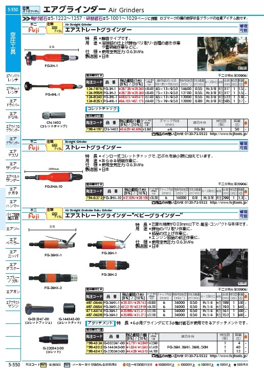 不二 長軸型ストレートグラインダ ( FG-4HL-1 (カバーツキ) ) 不二空機