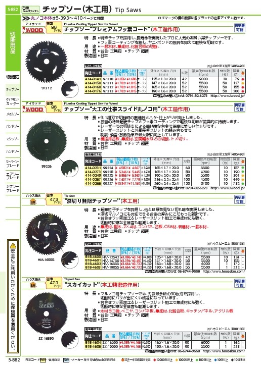 SALE価格】アイウッド チップソー 大工の仕事 スライドマルノコ用 Φ260