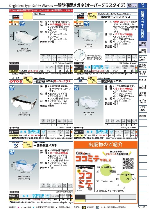 TRUSCO 一眼型セーフティーグラス 薄型 クリア ( TSG-36 ) トラスコ