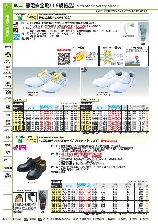 SALE】ミドリ安全 高機能立体成形セフティスニーカー G3590ホワイト静