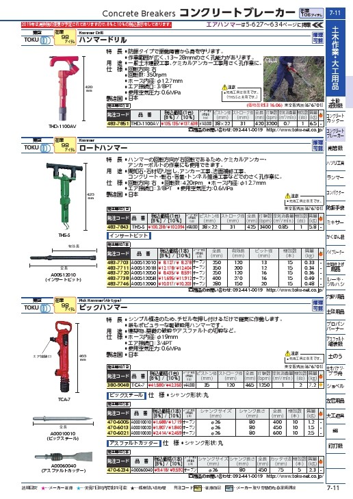 TOKU ロートハンマ 右回転 ピストン径38×22mm ( TH5-S ) 東空販売(株