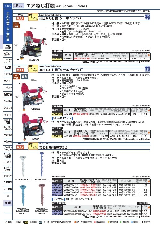 MAX エアねじ打機用連結ねじ PS3828MWノンクロム(アカ)D 頭径8.2×胴径