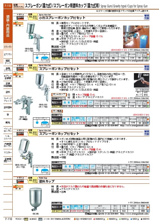 TRUSCO スプレーガンセット 重力式 1.3mm(品番:GSG-13S-LC)『4499328』-