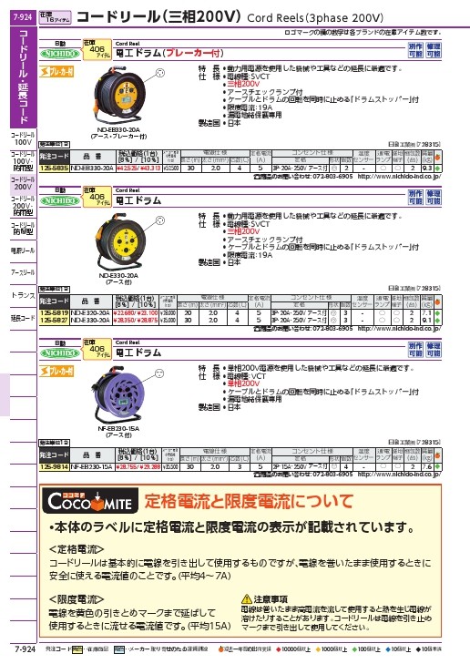 日動 電工ドラム 単相200V 漏電保護専用ブレーカ付 30m ( NF-EB230-15A