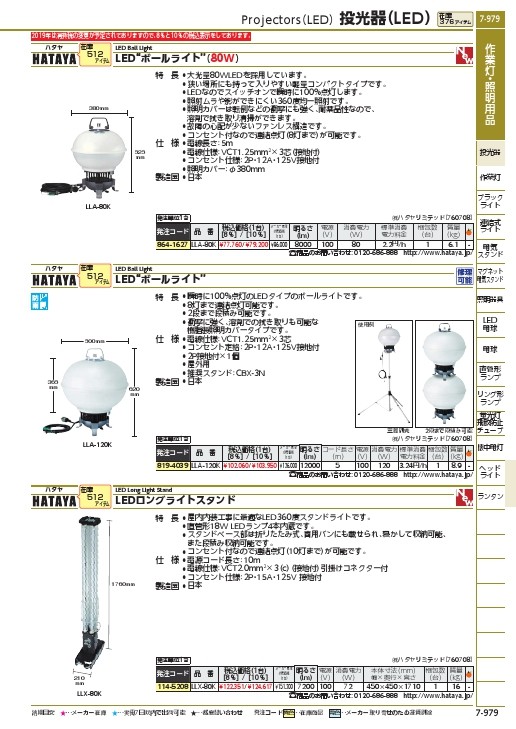 ハタヤ 120Wボールライト ( LLA-120K ) (株)ハタヤリミテッド