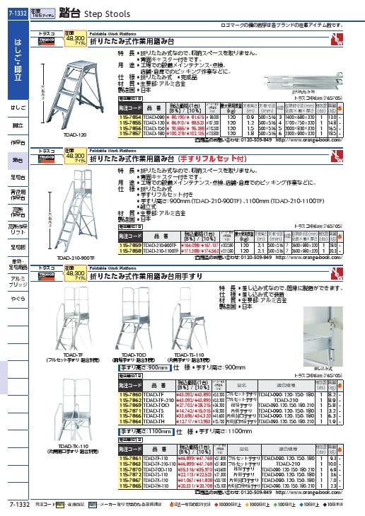 TRUSCO 折りたたみ式作業用踏み台 高さ1.20m ( TDAD-120 ) トラスコ