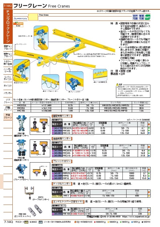 スーパー フリークレーン固定支持ハンガー(250kgタイプ) ( FRKS025