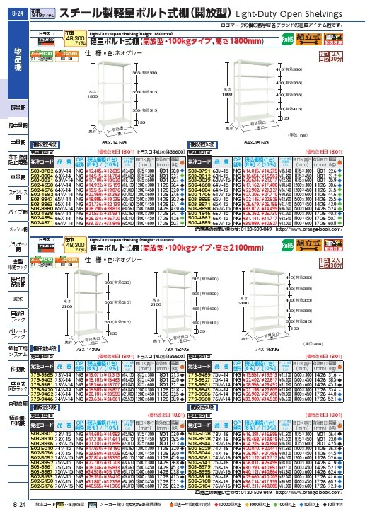 TRUSCO スチールラック 軽量棚開放型 W1800XD450XH1800 4段 ネオグレー