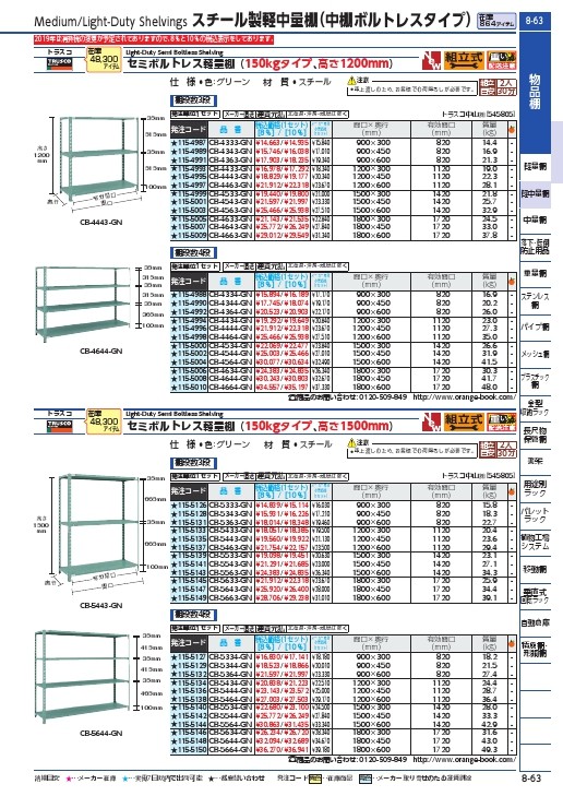 SALE価格】TRUSCO CB型セミボルトレス軽量棚 1200X450XH1200 4段