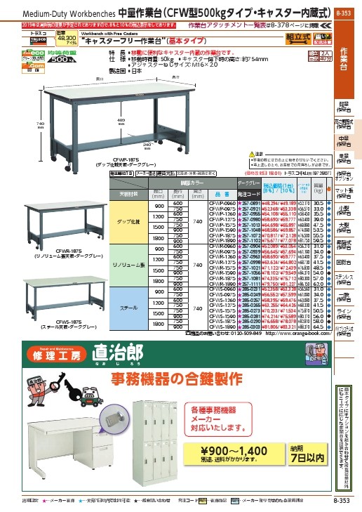 通常在庫品 TRUSCO EWR型作業台 900X750XH740 EWR0975 - 通販 - www