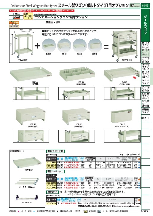 楽天1位】 トラスコナカヤマ TRUSCO コンビネーションワゴン用サイド