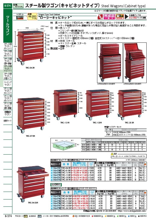 TRUSCO ローラーキャビネット 引出6段 100X4 150X2 ( TRC-042R