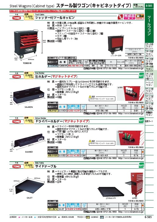 SALE】TONE スチール製ワゴン(キャビネットタイプ)用オプション サイド