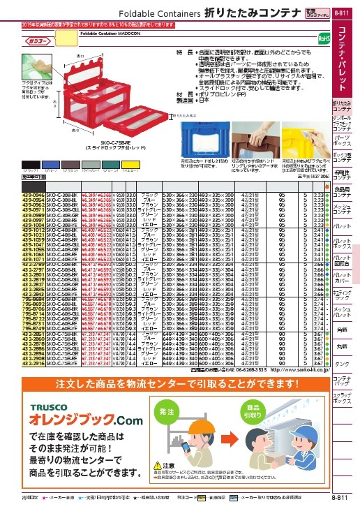 サンコー フタ一体型折りたたみコンテナー 559000 マドコンCー50B