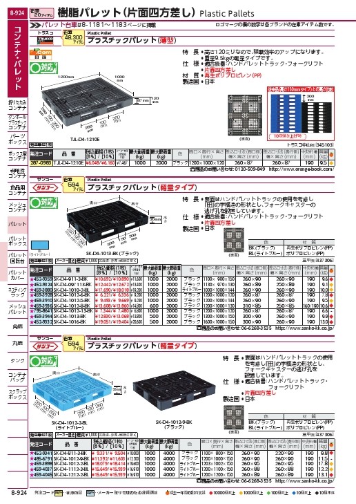 サンコー 樹脂パレット(片面四方差し) リサイクルプラスチックパレット