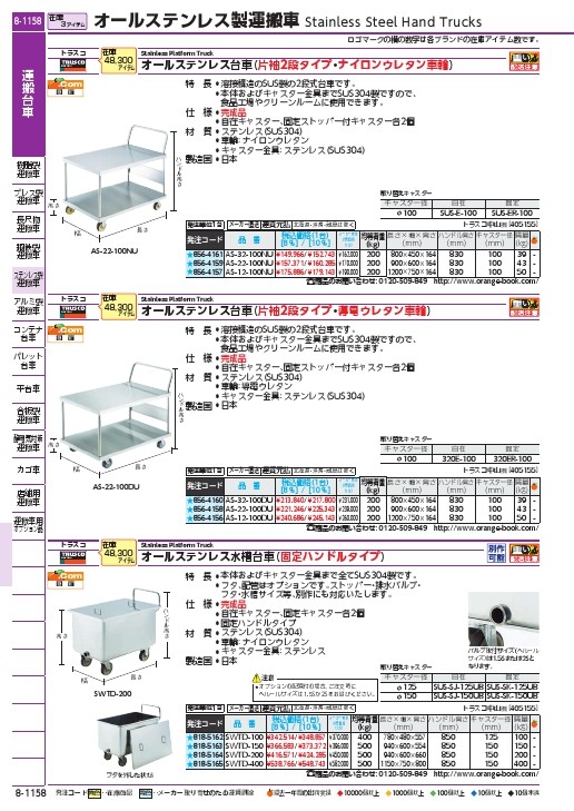 休み 工具屋 まいど 直送品 TRUSCO オールステン台車 1200X750 片袖2段