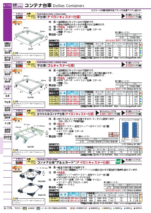 TRUSCO 折りたたみコンテナ台車 内寸534X371 ( ND-CR ) トラスコ中山