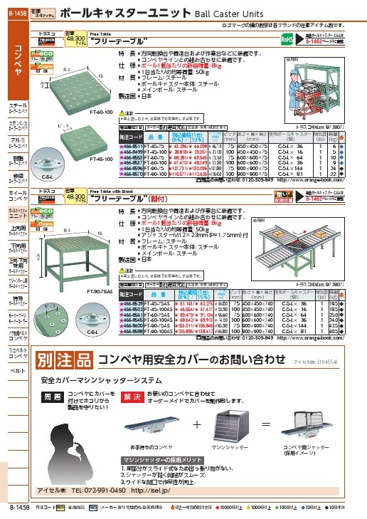 TRUSCO ボールキャスターユニット フリーテーブル脚付 450×450 P100 C