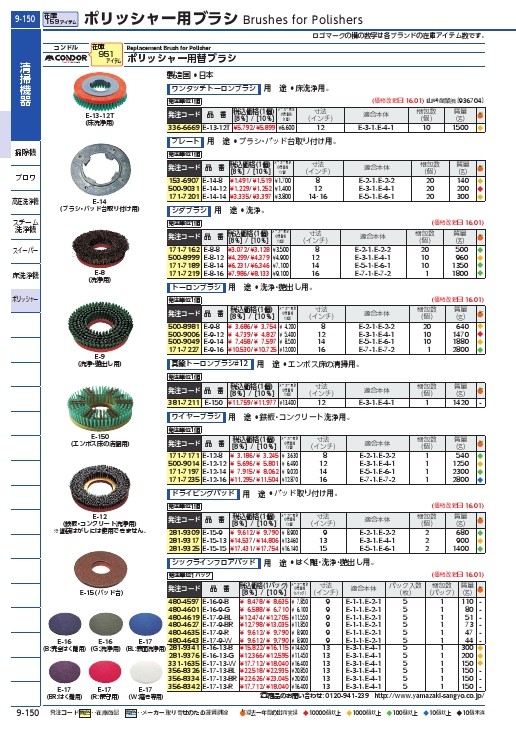 コンドル 床洗浄機器 ポリシャー用 真鍮トーロンブラシ 12インチ ( E