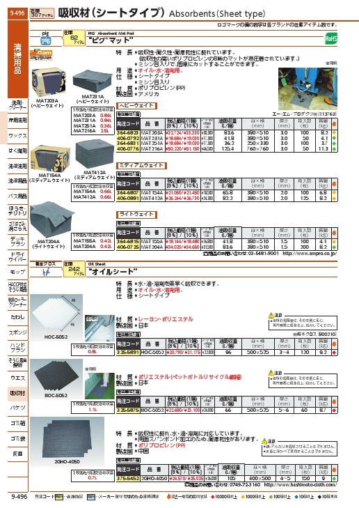 橋本 オイルシート ポリエステル 525mm×500mm (60枚入) ( BOC-5052