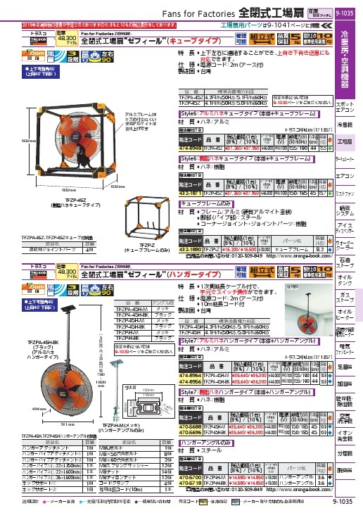 TRUSCO 全閉式アルミハネ工場扇 ゼフィール キューブタイプ ( TFZPA