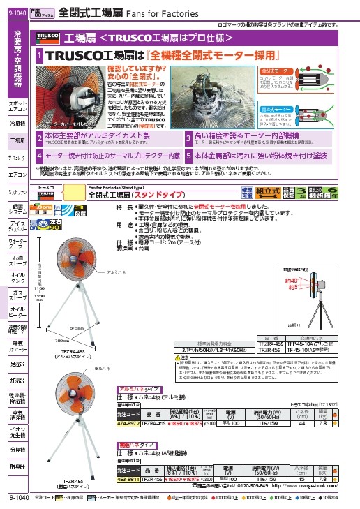 TRUSCO 全閉式工場扇 アドバンスファン 45cm スタンドタイプ 単相100V