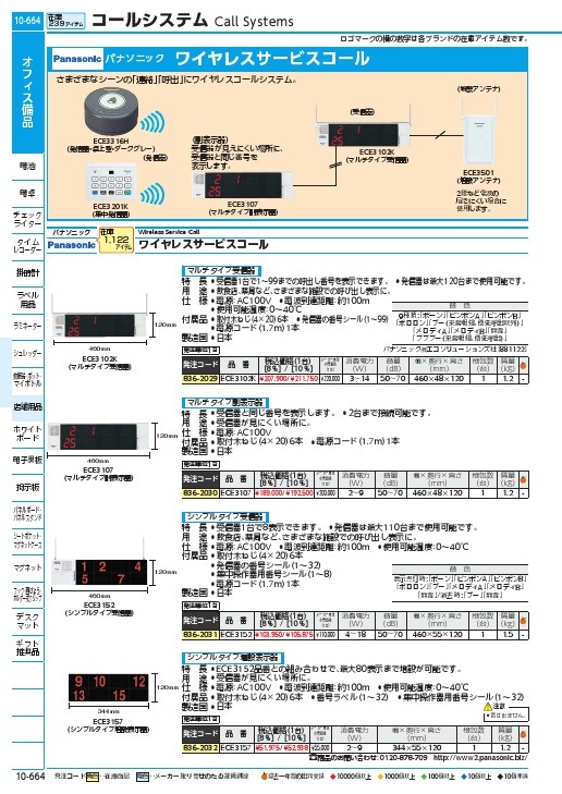 Panasonic サービスコール受信器(マルチタイプ) ( ECE3102K