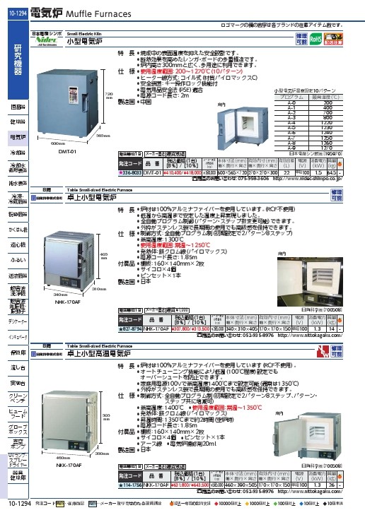 日陶 卓上小型電気炉 ( NHK-170AF ) 日陶科学(株) : 8278794 : 配管材料プロトキワ - 通販 - Yahoo!ショッピング