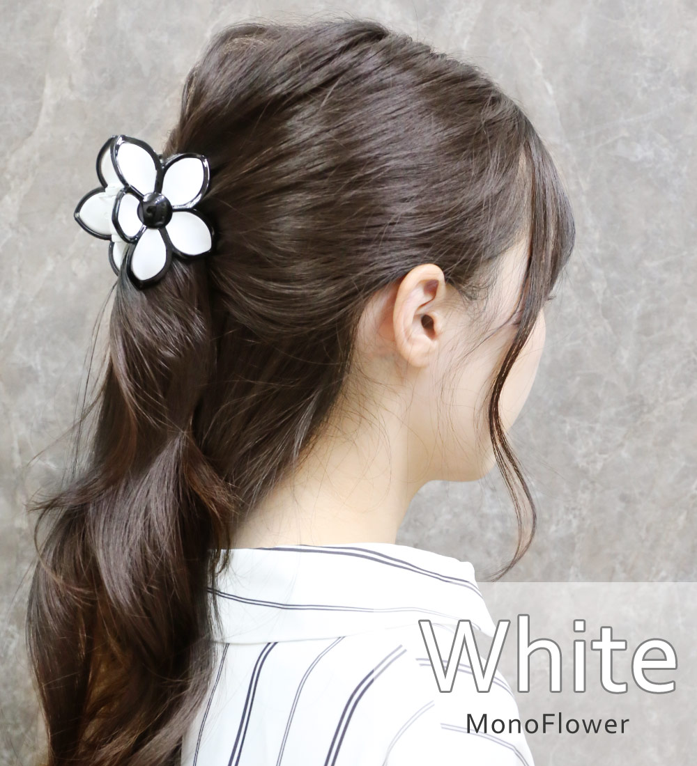 リトルムーン バンスクリップ モノトーン フラワー ヘアクリップ