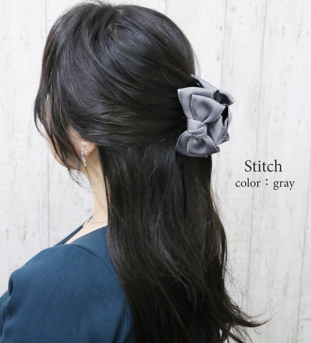 リトルムーン バンスクリップ ヘアクリップ リボン サテン