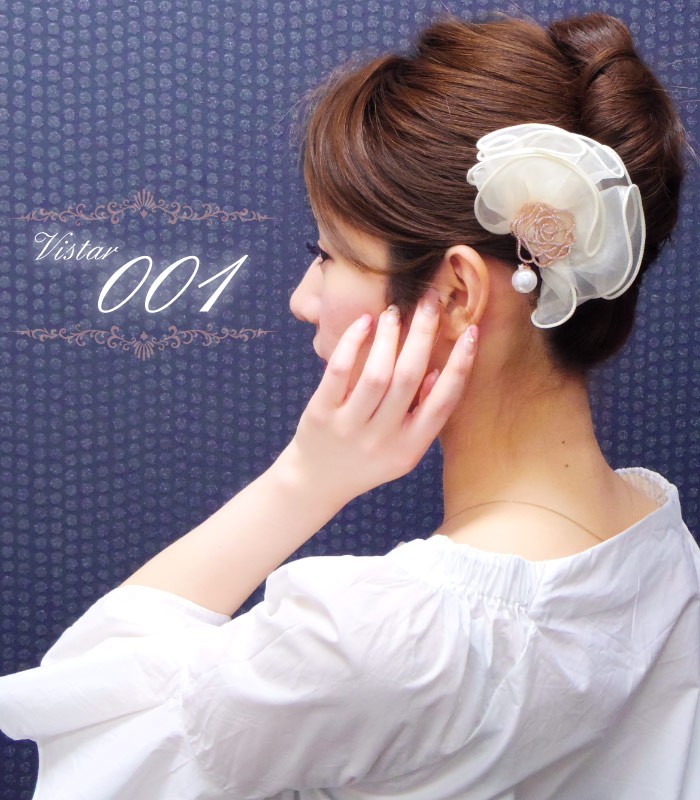 パールとクリスタルのヘアクリップ リトルムーン ヘアクリップ パール クリスタル ローズ ヘア