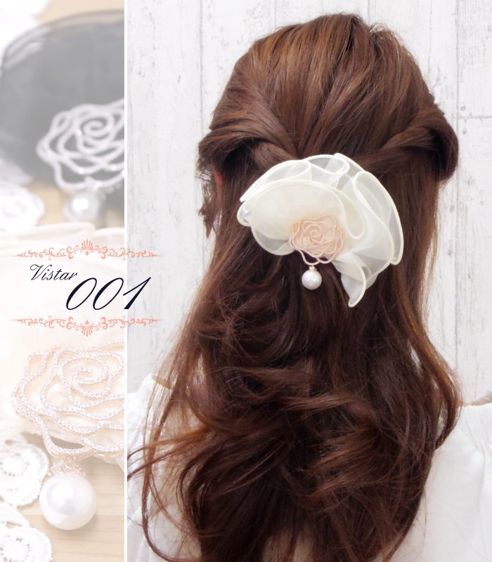 パールとクリスタルのヘアクリップ リトルムーン ヘアクリップ パール クリスタル ローズ ヘア