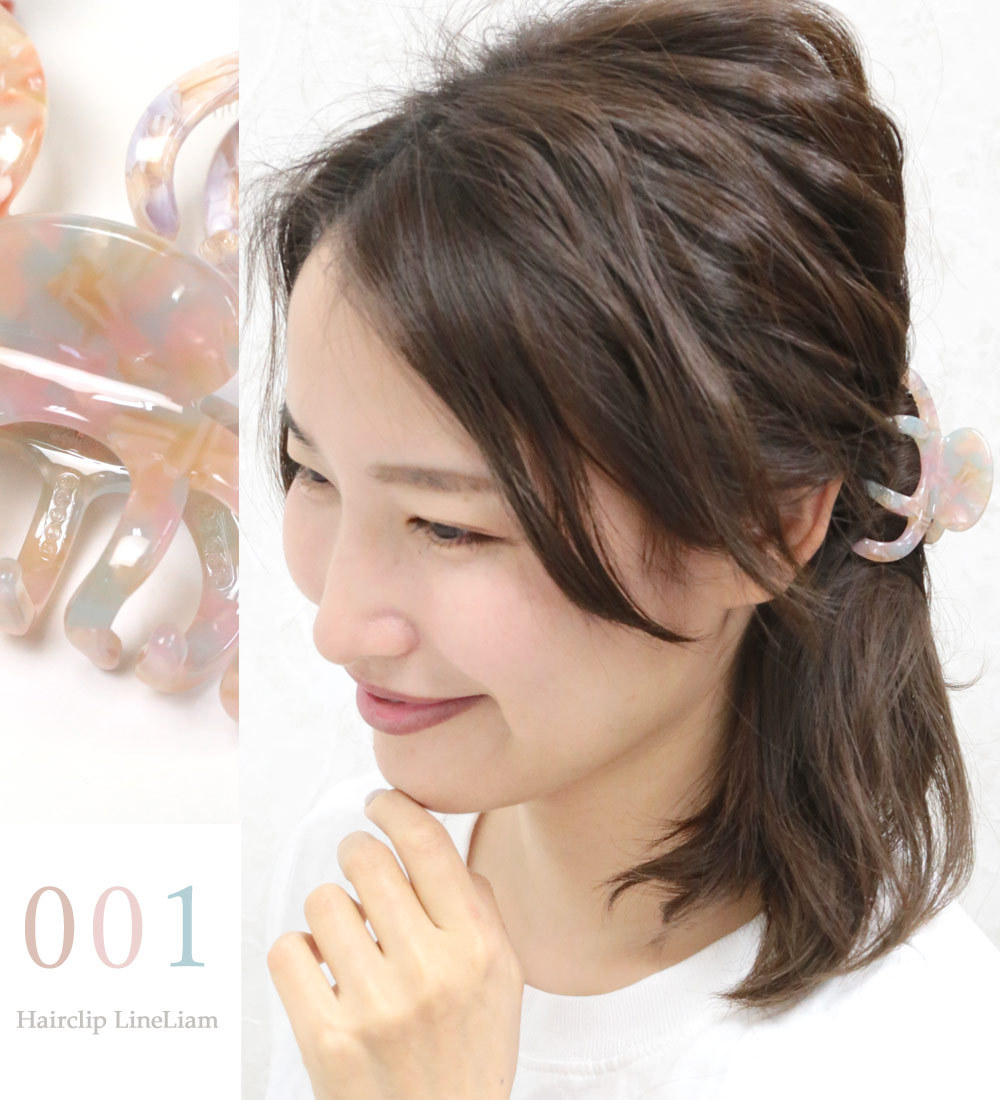 リトルムーン バンス ヘアクリップ 7本足 アセテート べっ甲風