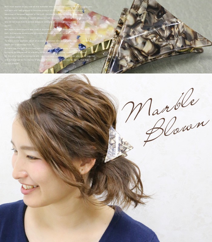 ブラウン水玉柄 布製三角バンスクリップ 韓国ヘアアクセ柄 リトルムーン（Littlemoon） バンスクリップ ヘアクリップ 三角