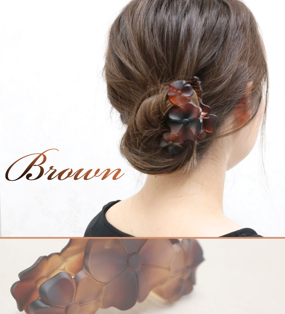 キンモクセイの不規則水中花とボタンのシンプルな大人ヘアクリップ❤ 英