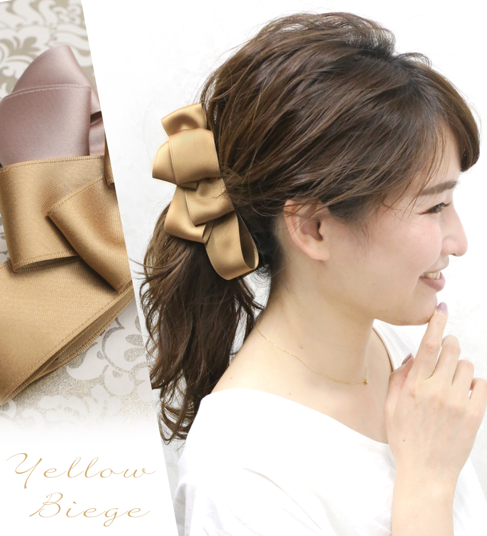 リトルムーン バナナクリップ ヘアクリップ サテン トップリボン