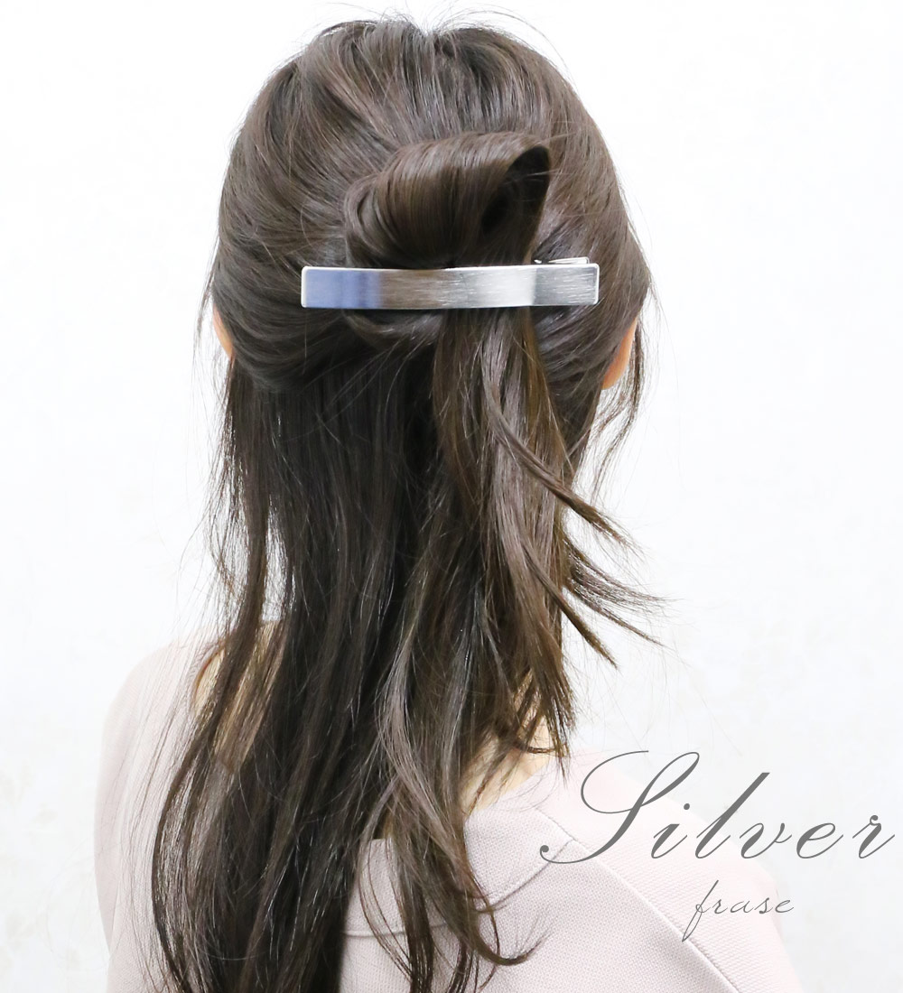 リトルムーン ヘアクリップ メタル ヘアライン加工 幅広サイズ