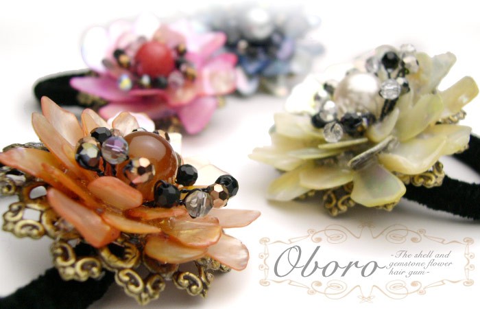 リトルムーン（Littlemoon） ヘアゴム 天然石 花 シェル フラワー