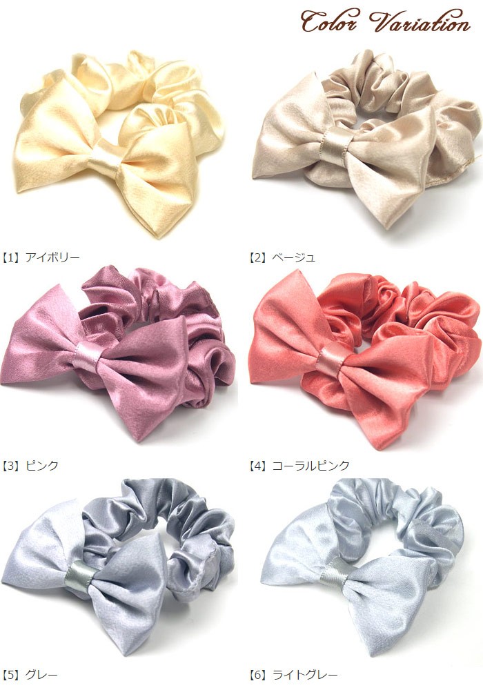 リトルムーン シュシュ ヘアゴム リボン サテン ヘア