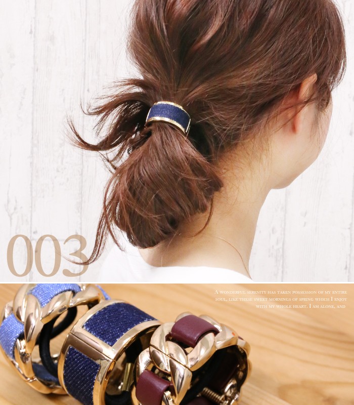 リトルムーン（Littlemoon） ヘアカフス ヘアゴム デニム レザー