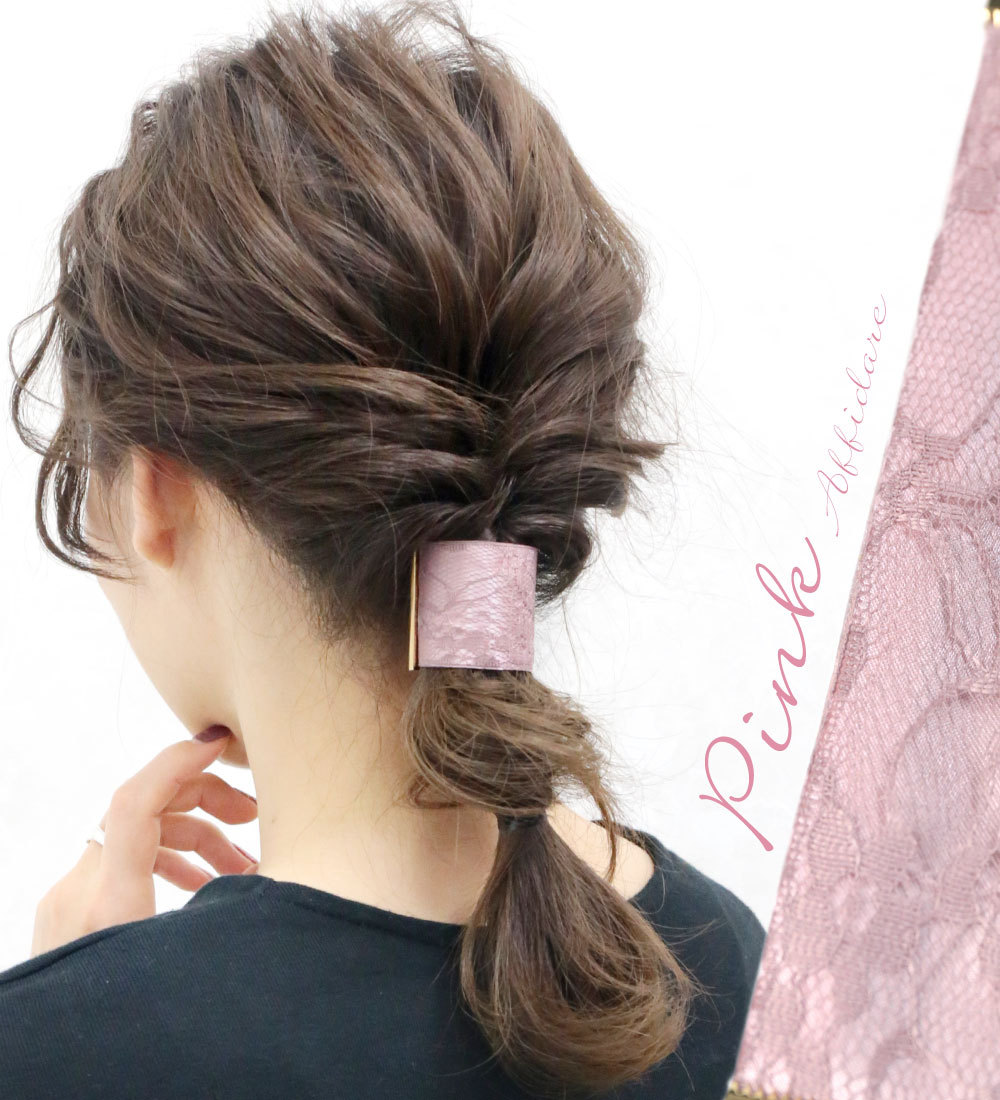 リトルムーン ヘアカフス ヘアゴム ポニーフック レース サテン