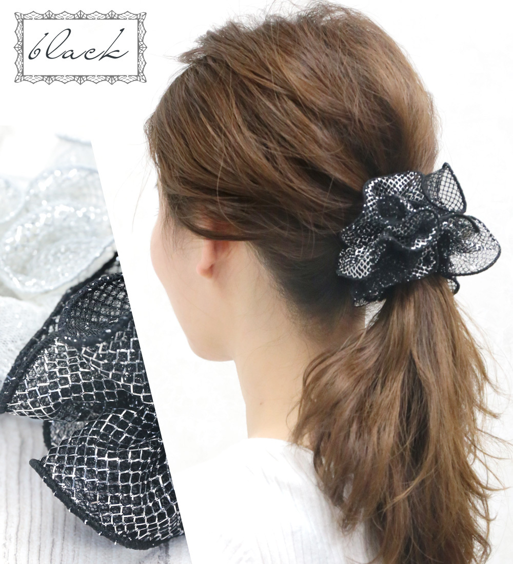お値下げ中　美品　acca ポニー　ヘアアクセサリー リボン型 黒 お値下げ中 美品 acca ポニー ヘアアクセサリー リボン型 黒