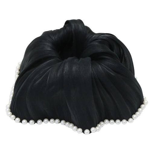 シルクラール［シュシュ 透け感 パール ヘアアクセ  ビッグシュシュ シンプル レース 上品 白 黒 おしゃれ 追跡メール便対応］ | リトルムーン | 02