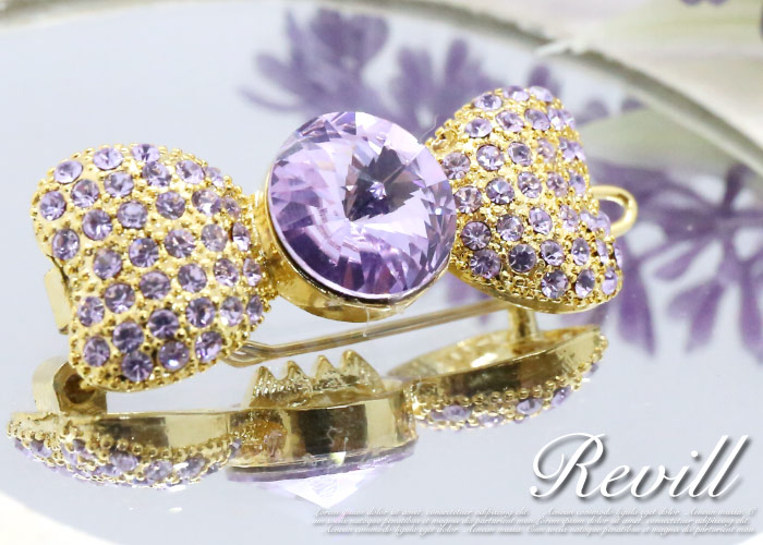 リトルムーン パッチン留め ストーン クリスタル リボン キャンディ  