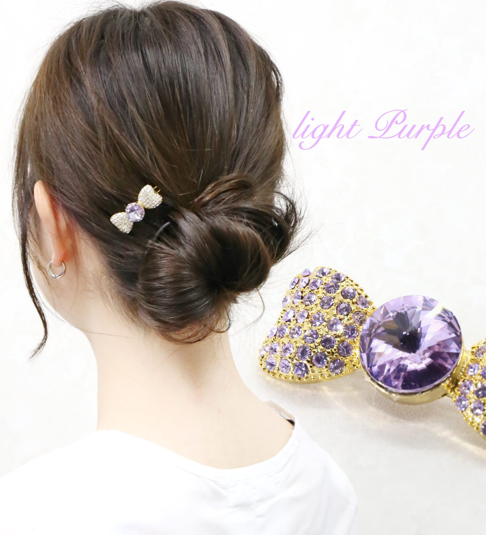 リトルムーン パッチン留め ストーン クリスタル リボン キャンディ  