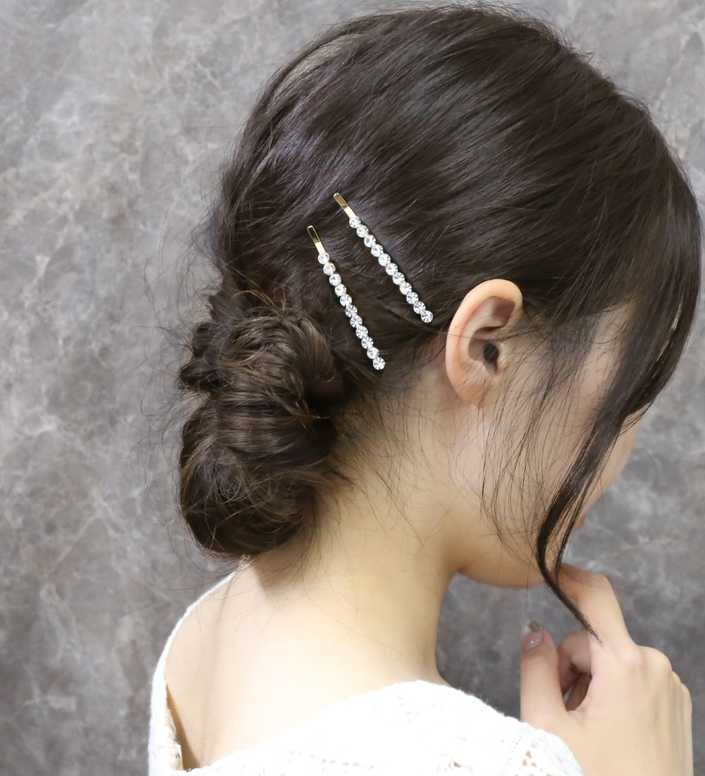 リトルムーン ヘアピン ゴールド ラインストーン ヘア
