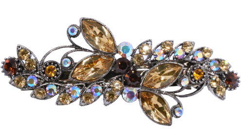 バレッタM クリスタル キラキラ 蝶 バタフライ カラバリ 花 フラワー フライング・バタフライ havai003bnリトルムーン・ヘア